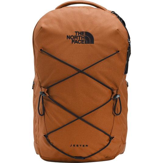 Brown backpack with The North Face logo on a white background