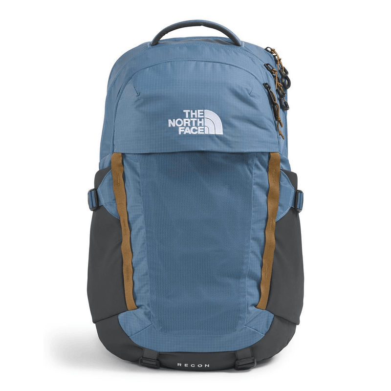 Load image into Gallery viewer, Blue backpack with The North Face logo on a white background
