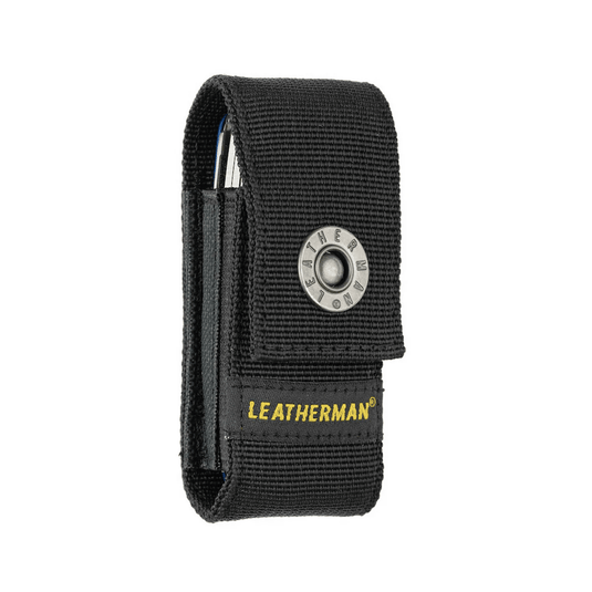 Black Leatherman tool pouch on a white background