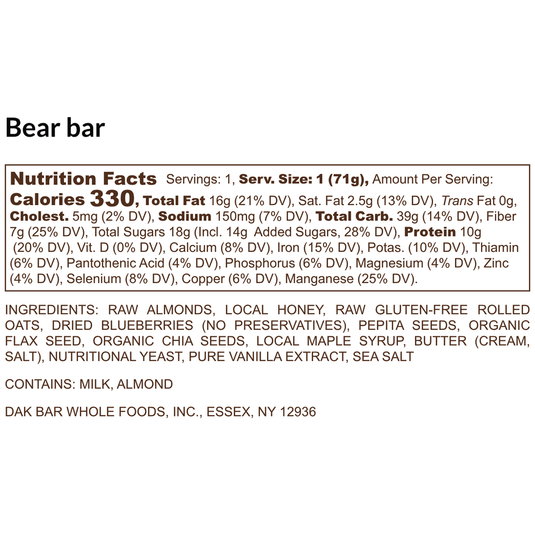 Dak Bar Bear  - Blueberry, Almond & Maple