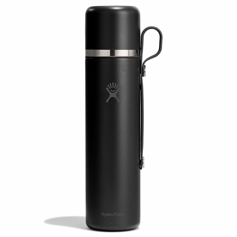 Load image into Gallery viewer, Black hydro flask with silver lid on a white background
