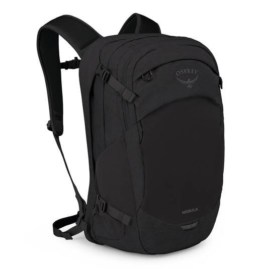Black Osprey backpack on a white background