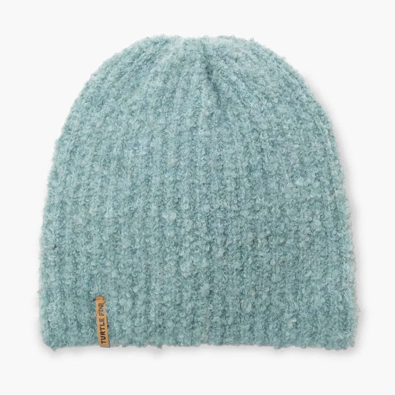 Load image into Gallery viewer, Textured light blue beanie on a white background
