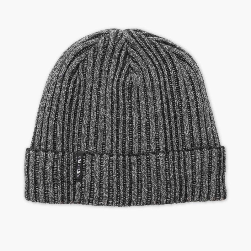 Load image into Gallery viewer, Gray knit beanie with a brand logo on a white background
