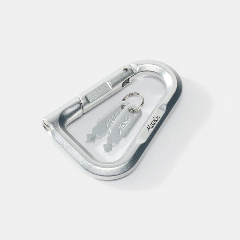Load image into Gallery viewer, Metallic carabiner with engraved design on a white background
