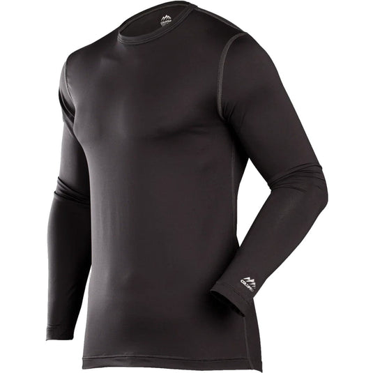 Black long-sleeve athletic shirt on a white background
