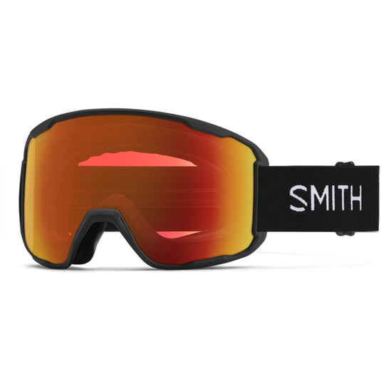 Smith ski goggles with orange-red lens on a white background