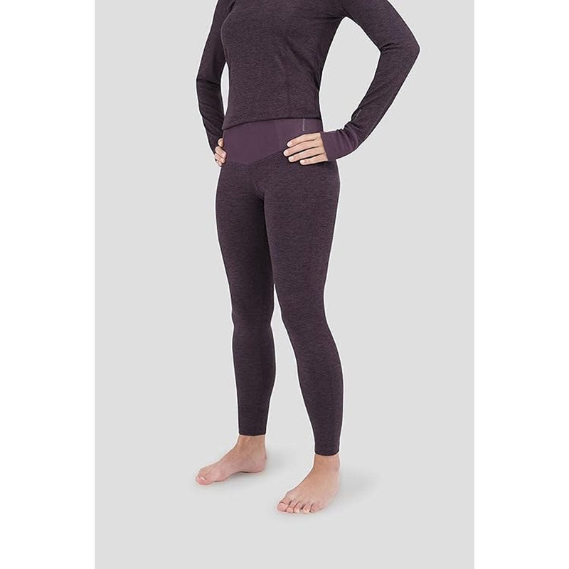 Load image into Gallery viewer, Person wearing a dark purple long-sleeve top and leggings on a white background

