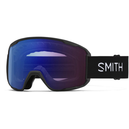 Smith ski goggles with blue lens on a white background
