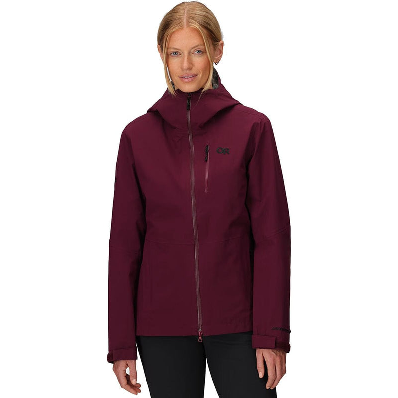 Load image into Gallery viewer, Woman wearing a maroon jacket on a white background
