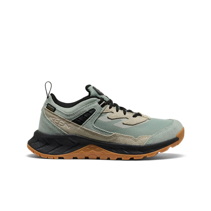 Load image into Gallery viewer, Light blue hiking shoe with brown sole on a white background
