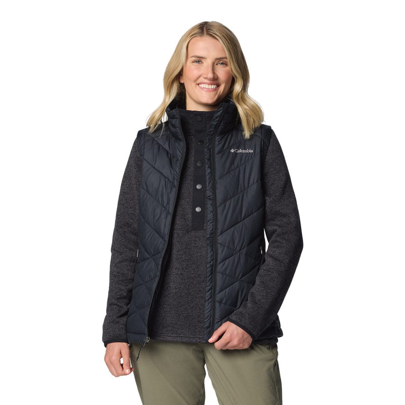 Load image into Gallery viewer, Woman wearing a Columbia jacket on a white background
