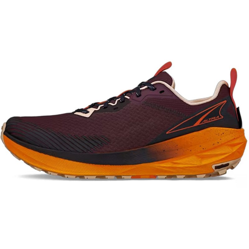 Load image into Gallery viewer, Maroon and orange running shoe on a white background
