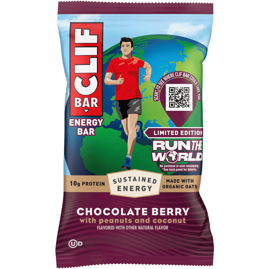 Clif Bar energy bar packaging with a runner illustration on a white background