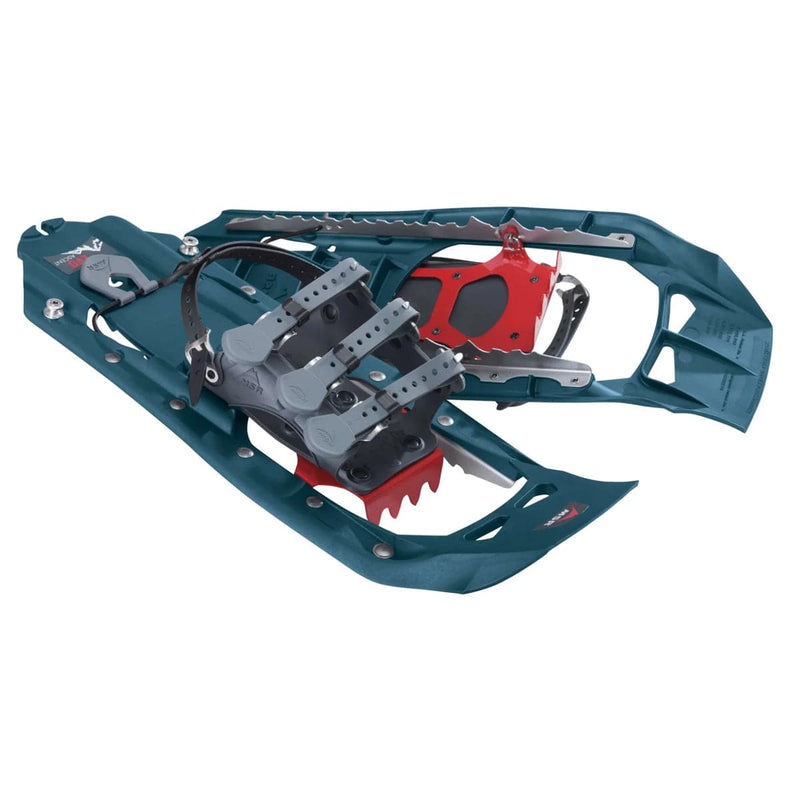Load image into Gallery viewer, Teal snowshoe with red accents on a white background
