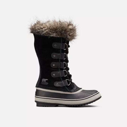 A Sorel Women's Joan Of Arctic Boot with waterproof suede upper, faux fur cuff, and rubber sole.