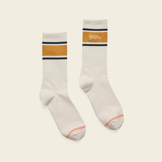 Howler Brothers Socks - Howler Script / White / Gold