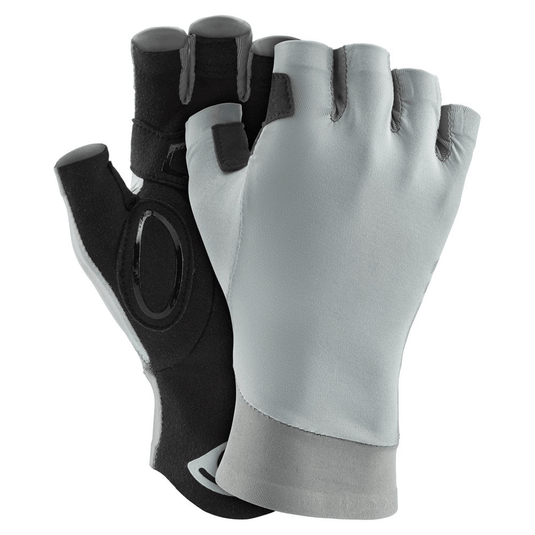 Black and gray gloves on a white background