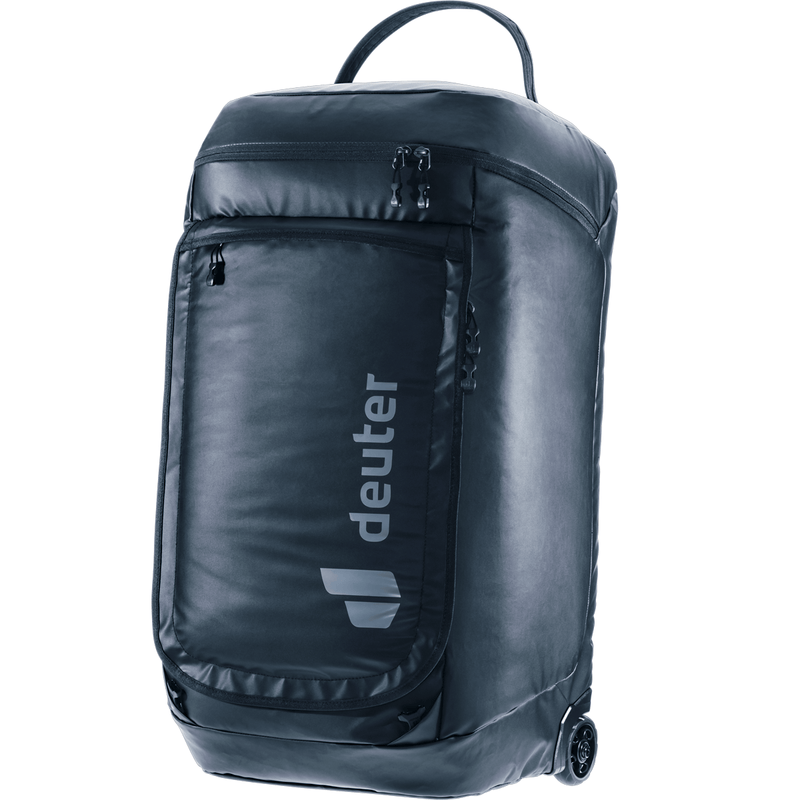 Load image into Gallery viewer, Black travel bag with Deuter logo on a white background
