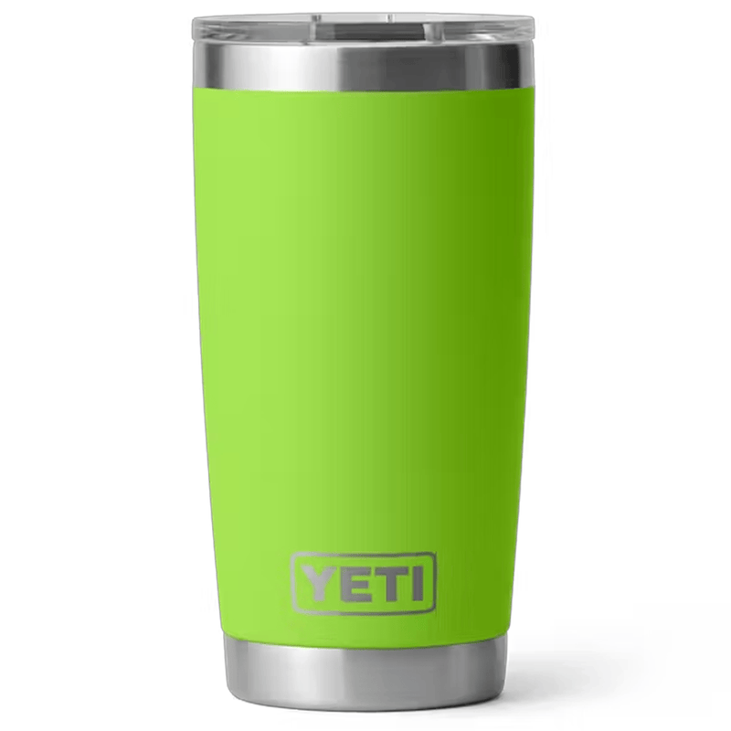 Load image into Gallery viewer, Green YETI tumbler with silver lid on a white background
