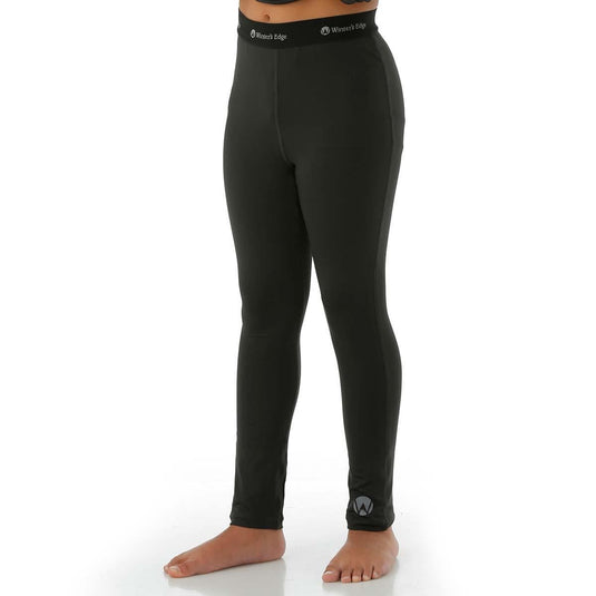 Black leggings with brand logo on a white background