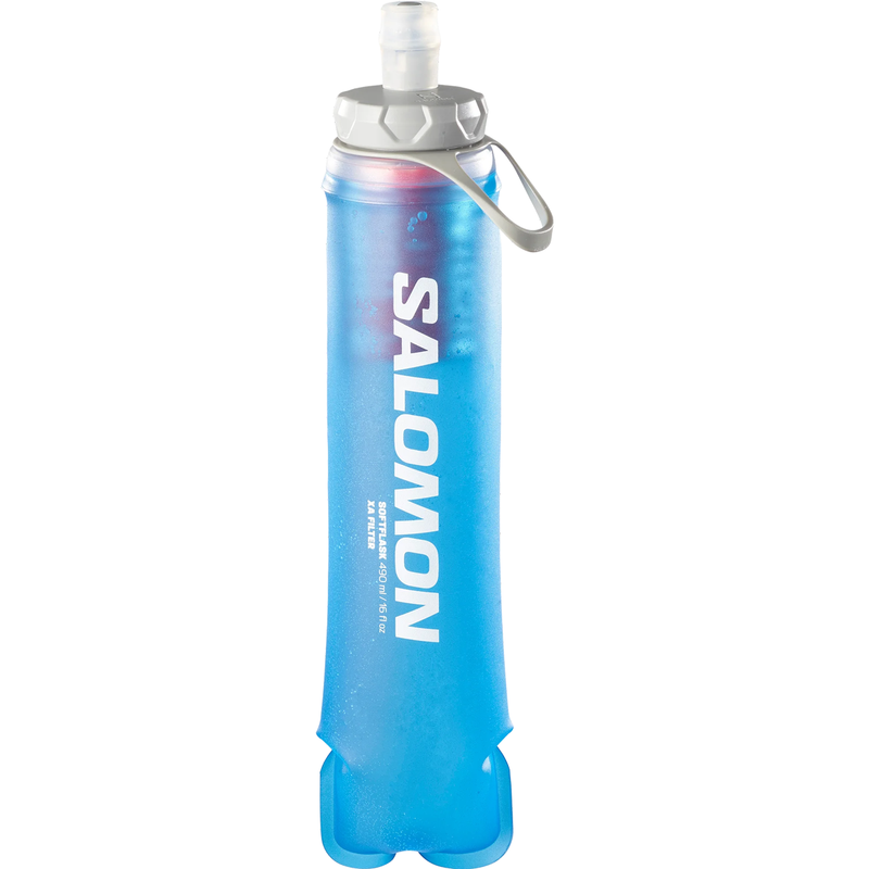 Load image into Gallery viewer, Blue Salomon water bottle on a white background
