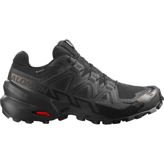 Black Salomon hiking shoe on a white background