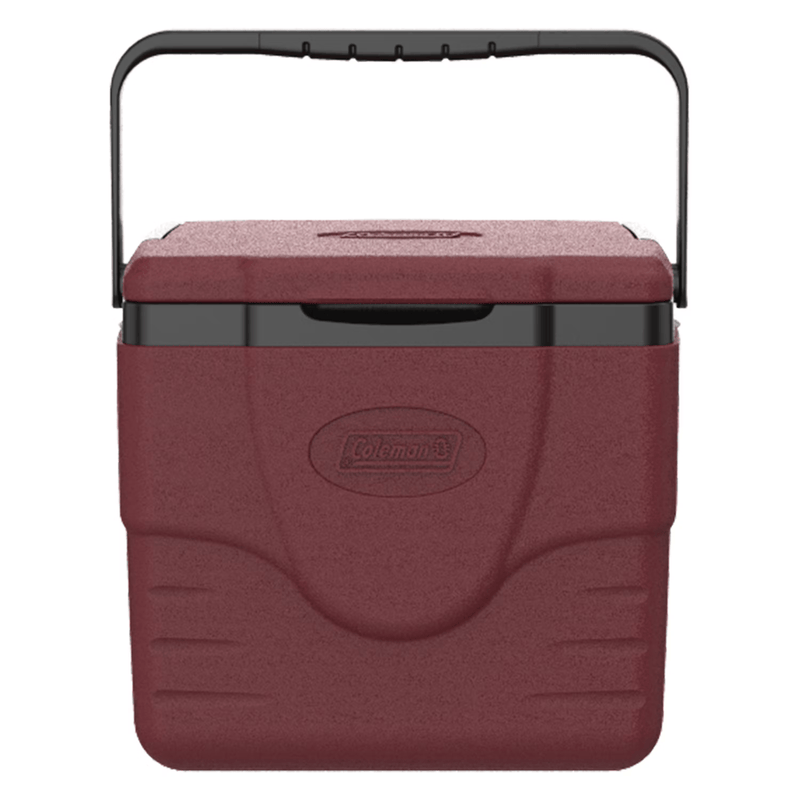 Load image into Gallery viewer, Maroon cooler with black handle on a white background
