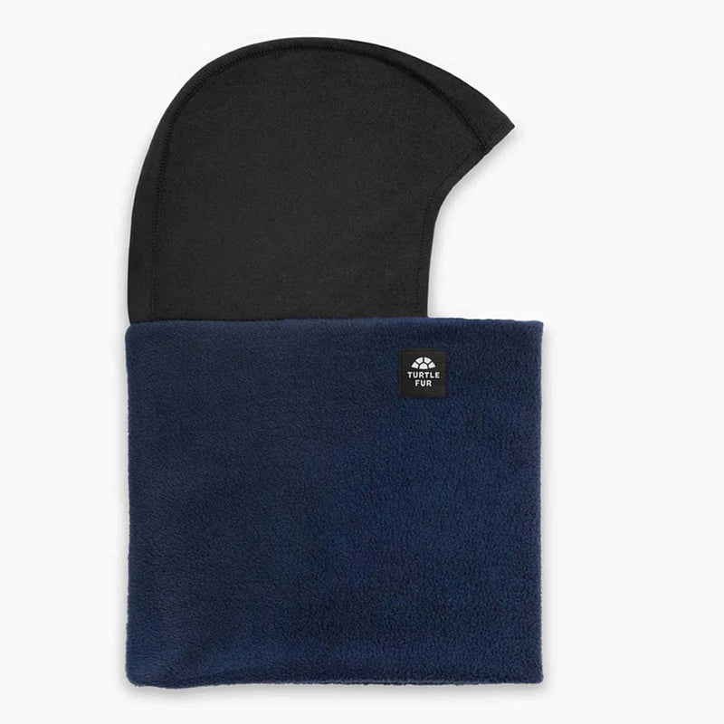 Load image into Gallery viewer, Black and navy balaclava with a brand logo on a white background
