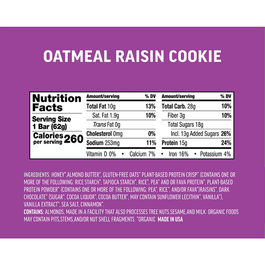 Kate's Oatmeal Raisin Cookie 15g Protein Bar