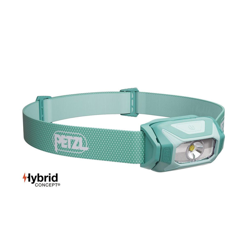 Load image into Gallery viewer, Teal headlamp with PETZL logo on a white background

