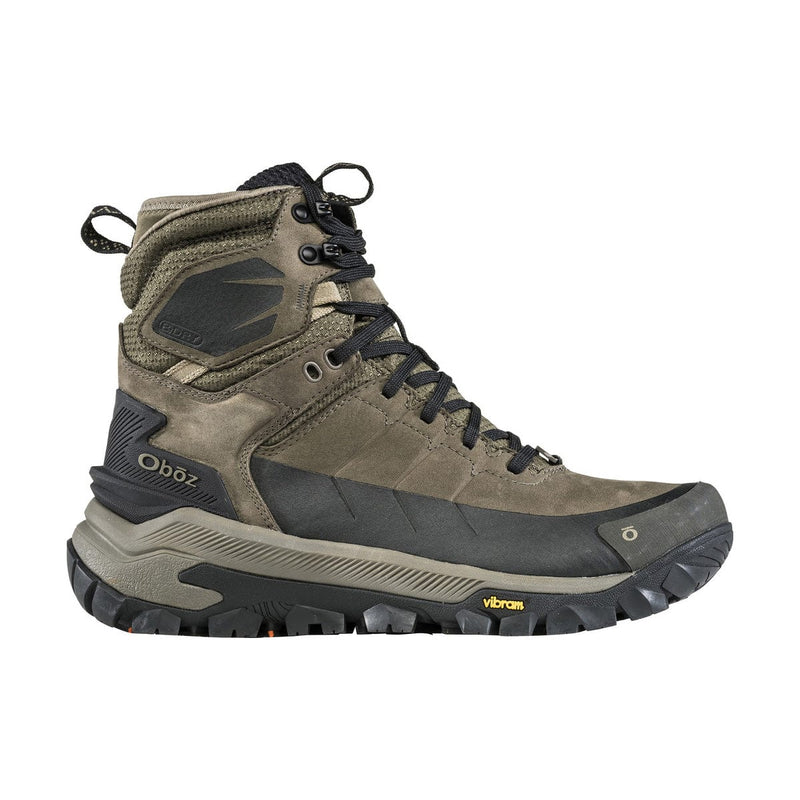 Load image into Gallery viewer, A Oboz Men's Bangtail Mid Insulated B-DRY Waterproof Boot in a brown color, featuring a lace-up closure and a Vibram outsole.

