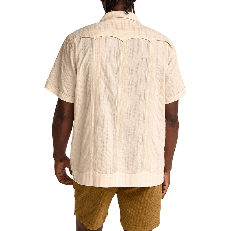 Load image into Gallery viewer, Howler Brothers Guayabera Shirt - Temple Tracks Oatmeal
