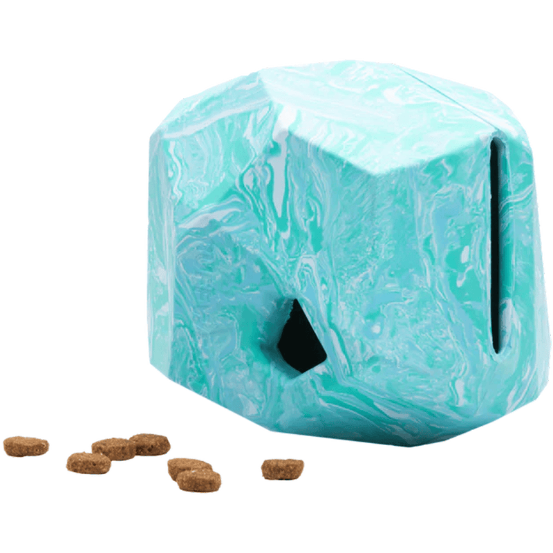 Load image into Gallery viewer, Marble-patterned dog puzzle toy with treats on a white background
