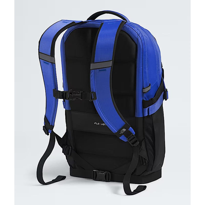 Load image into Gallery viewer, Blue and black backpack on a light gray background
