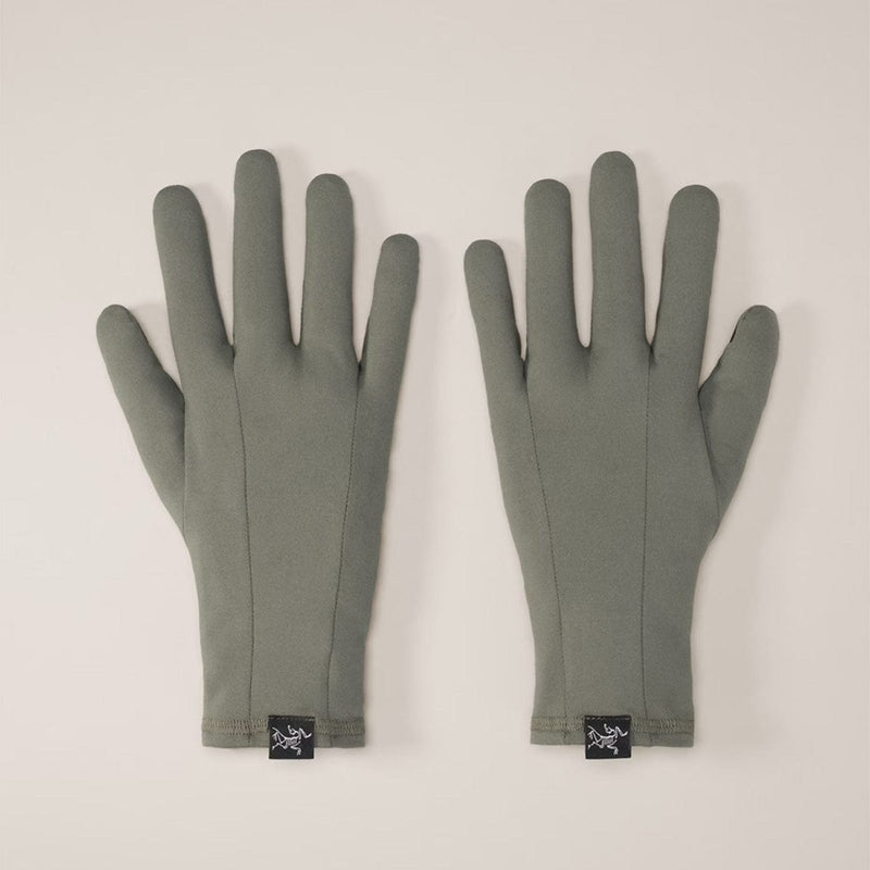 Load image into Gallery viewer, Pair of gray gloves with brand logo on a light beige background
