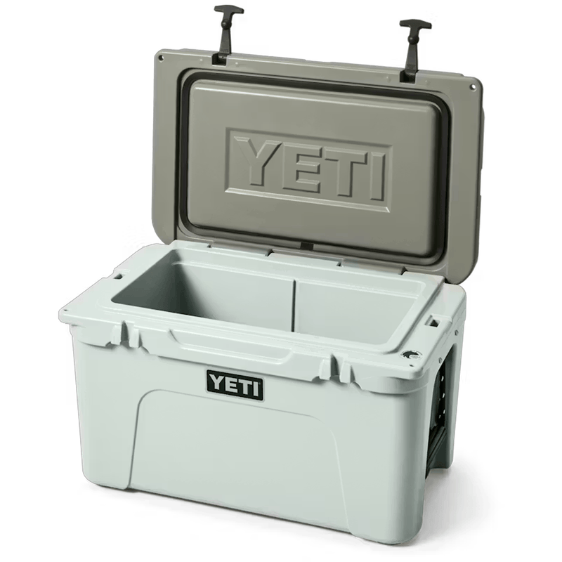 Load image into Gallery viewer, Gray YETI cooler with open lid on a white background
