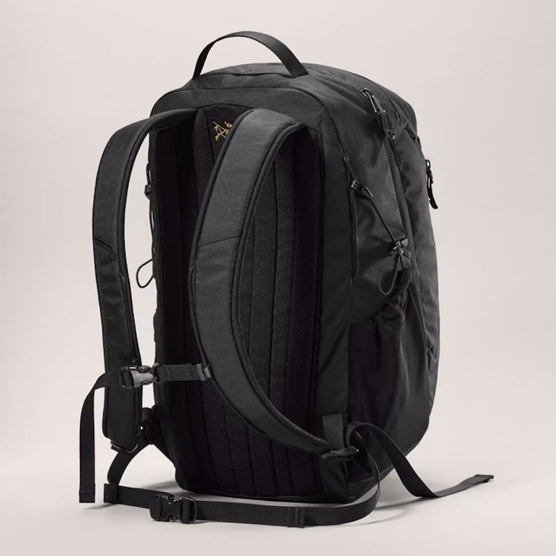 Load image into Gallery viewer, Black backpack on a light gray background
