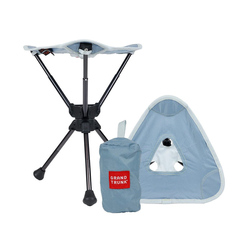 Load image into Gallery viewer, Portable tripod stand with a carrying case on a white background, featuring the Grand Trunk brand.
