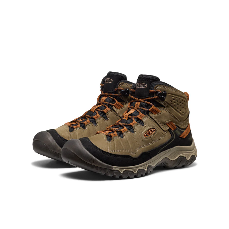 Load image into Gallery viewer, Pair of brown hiking boots with orange accents on a white background
