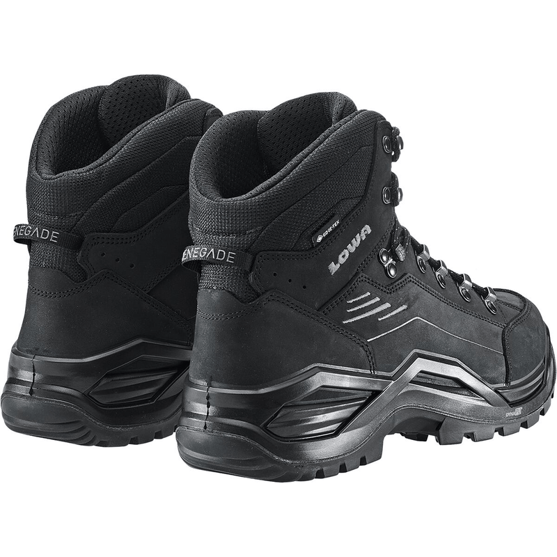 Load image into Gallery viewer, Black hiking boots with brand logo on a white background
