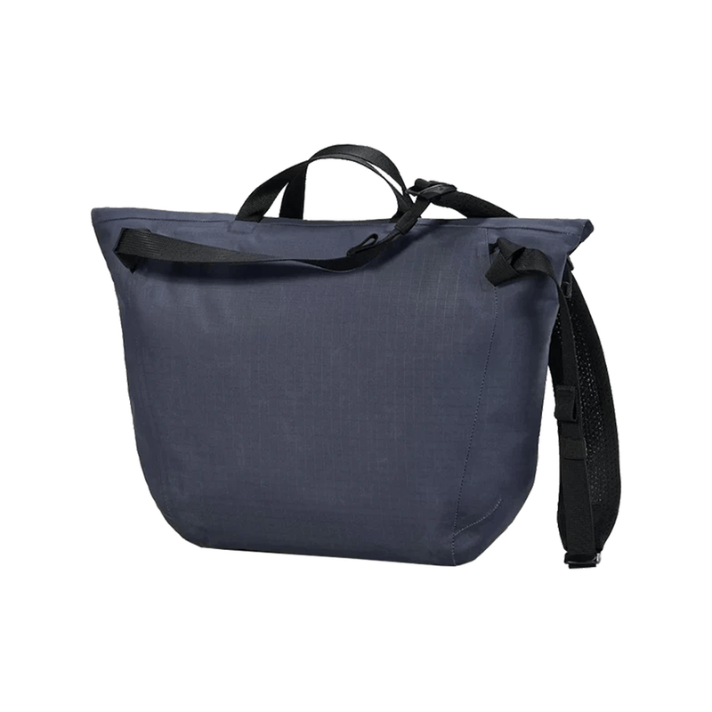 Load image into Gallery viewer, Blue tote bag with black straps on a white background
