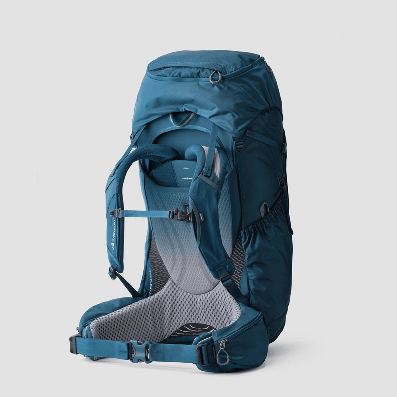 Load image into Gallery viewer, Blue hiking backpack on a light gray background
