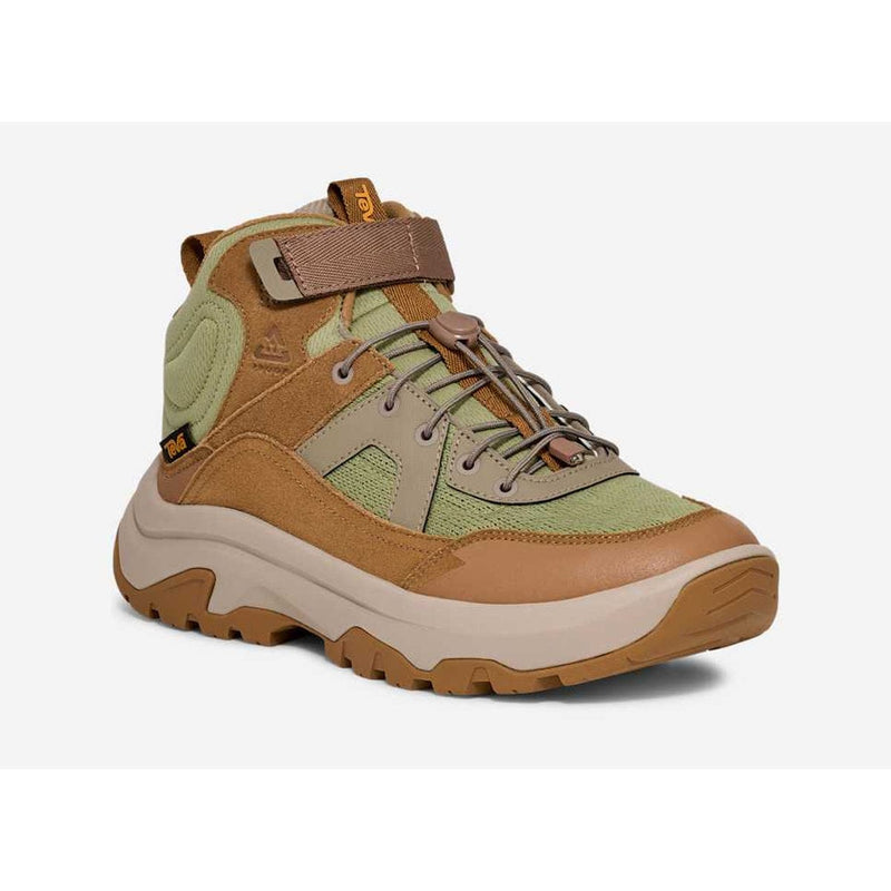 Load image into Gallery viewer, Brown and green hiking boot on a white background

