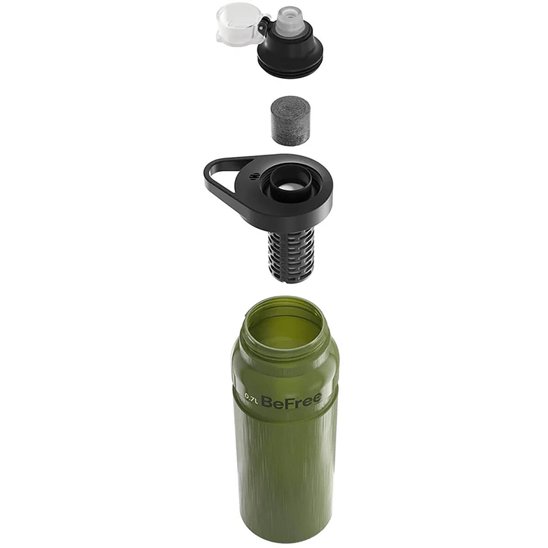 Load image into Gallery viewer, Green water bottle with various components on a white background
