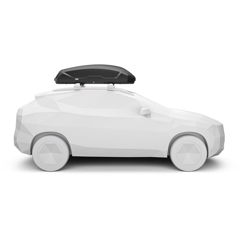 Load image into Gallery viewer, White toy car with a black roof box on a white background
