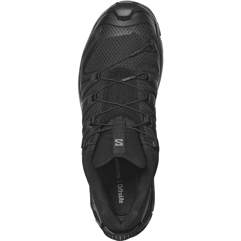 Load image into Gallery viewer, Black hiking shoe with brand logo on a white background
