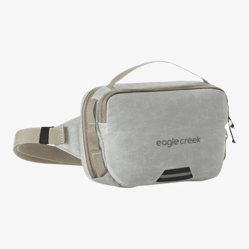 Load image into Gallery viewer, Gray waist bag with 'eagle creek' branding on a white background
