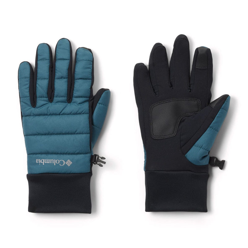 Load image into Gallery viewer, Pair of blue and black gloves with Columbia logo on a white background
