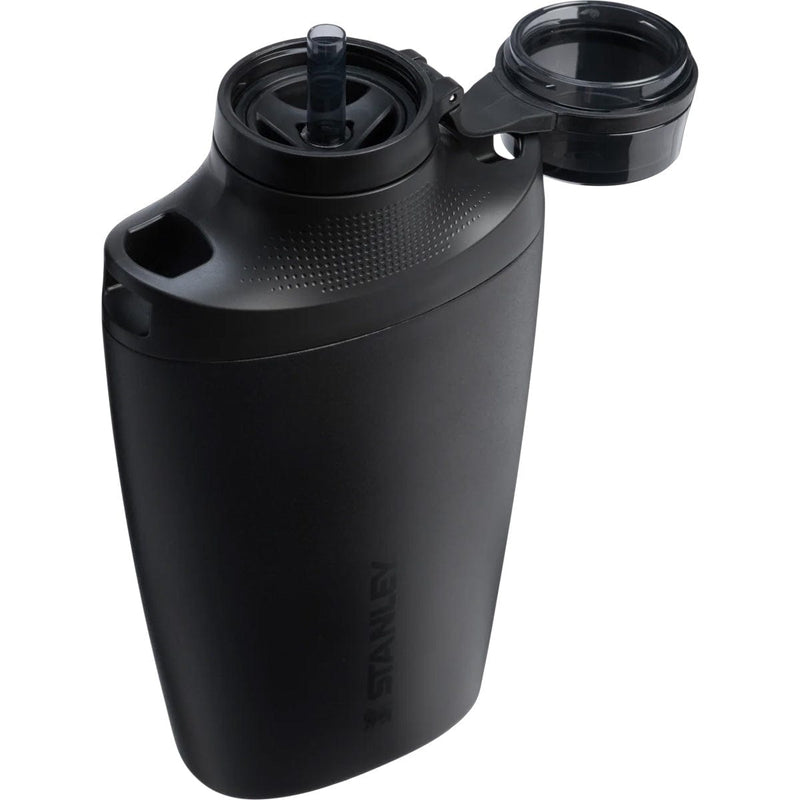 Load image into Gallery viewer, Black water bottle with a cap on a white background
